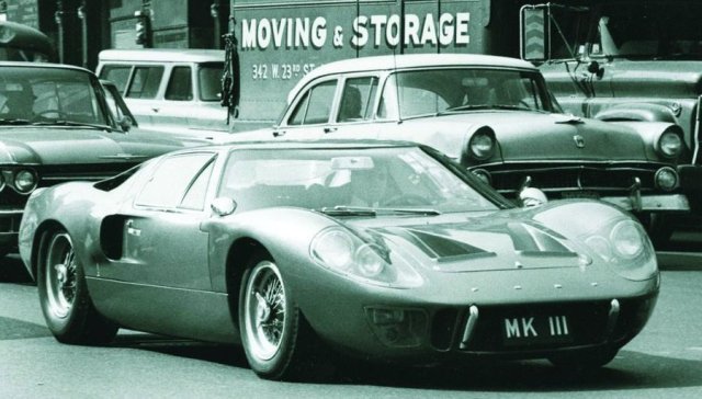 Bill Kolb Jr. on First Av NY in 1969 in what was the only street version of the Ford GT-40 ever built